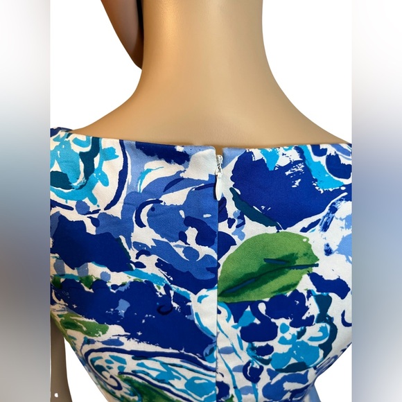 Chaps Est 1978 Size 8P  EUC Blue White Green Sleeveless Floral Mini Dress (0441) - Picture 6 of 8